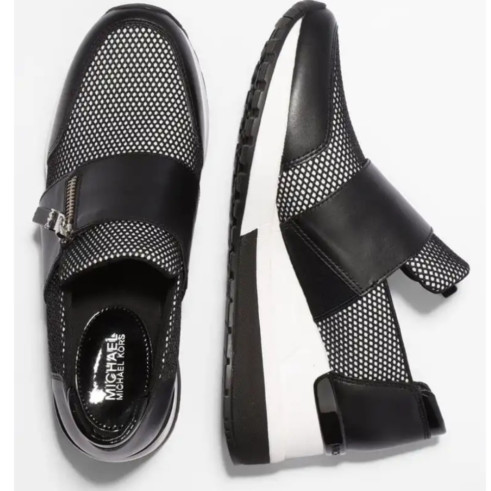 Michael Michael Kors Wedge Sneakers Black/ White - Picture 2 of 8
